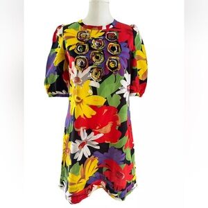 See by Chloe Women’s Silk Mini Dress Sz 6 Multicolored Floral Hidden Pockets